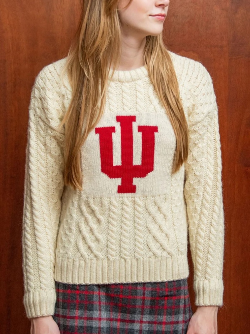Indiana University Fisherman Sweater XL‎ Cable Knit Hoosiers NWOT